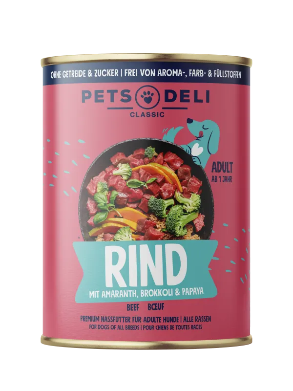 Pets Deli Classic Rind, Brokkoli, Papaya, Amaranth, Basilikum 400g